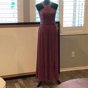 Elegant David’s Bridal Mauve Halter Maxi Dress